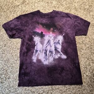 The Mountain Triple Unicorn Gorgeous Deep Purple Tie Dye Tshirt L